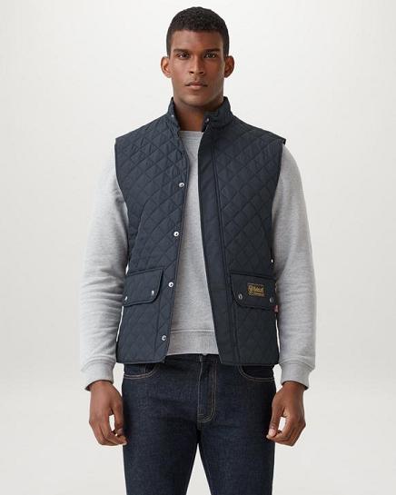 Gilet Belstaff Homme Waistcoat Bleu Foncé Marine Nylon Soldes IY8173652